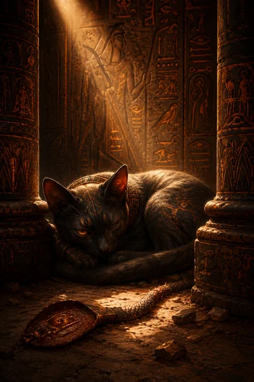 Arte da carta Gato de Templo