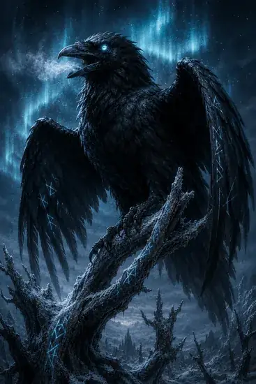 Arte da carta Corvo de Odin