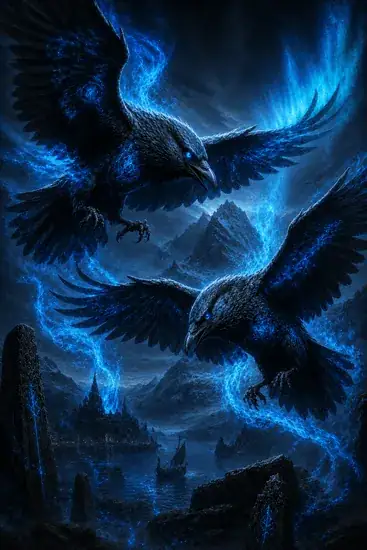 Arte da carta Huginn e Muninn