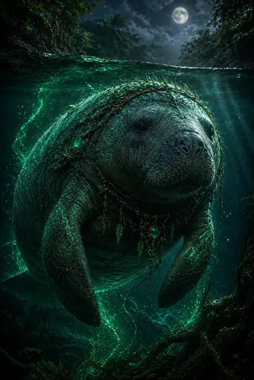 Arte da carta Peixe-Boi Encantado