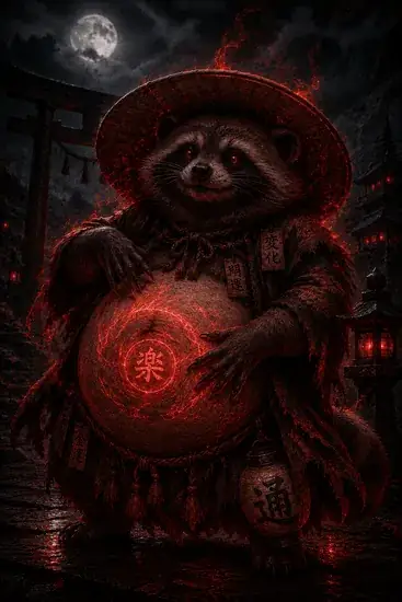 Arte da carta Tanuki Tamboril