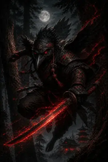 Arte da carta Corvo Guerreiro Tengu